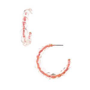 Madewell Beaded Neon Orange Hoop Earrings